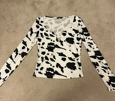 Womens Size XS Cow Print Long Sleeve Top Shein  • £4.49