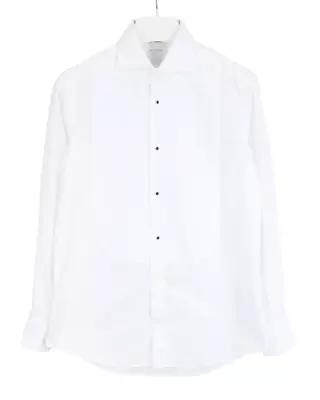SUITSUPPLY Egyptian Cotton Slim Formal Shirt Men's 40 / 15 3/4 Pique Bib Tuxedo • £19.99