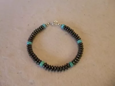 Black Hematite And Turquoise Native American Southwestern Style Bracelet • $25