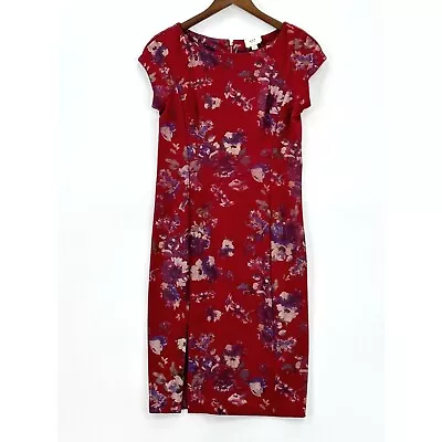 Eci New York Womens Sheath Bodycon Floral Red Dress Back Zip Cap Sleeve 4 • $14.69