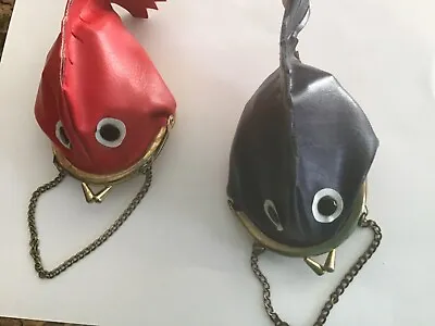 2 Vintage Fish Leather Coin Purse Pouches • $10