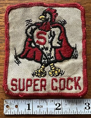 Vintage Patch Super Cock Rooster With Cape 3.25 X 2.75 Inches • $5.99