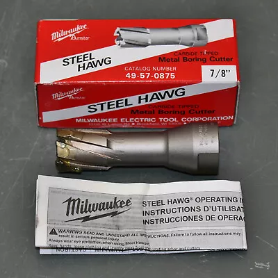 Milwaukee Threaded Steel Hawg Cutter 49-57-0875 7/8  Carbide Tipped Metal Bore • $49.95