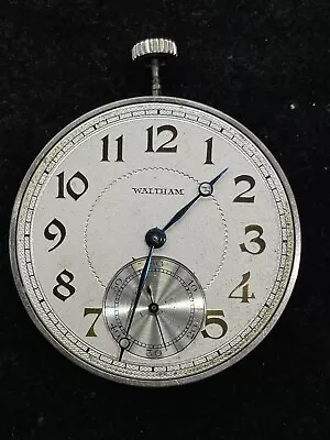 Vintage Waltham 17 Jewels Pocket Watch Movement Dial Hands & Crown WORKING • $19.99