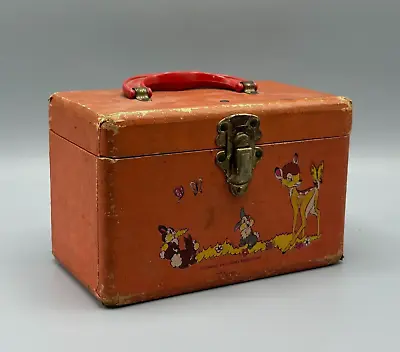 Vintage Neevel Walt Disney Doll Suitcase Toy Case Box Mirror Wood Bambi Mickey • $35.95