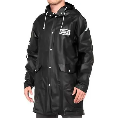 100% Percent Torrent Mechanics Raincoat Jacket WINDBREAKER Medium Black • £34.99