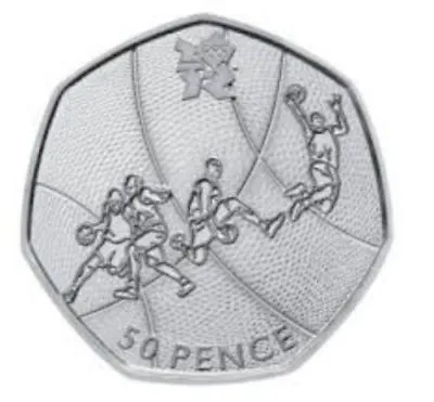 BASKETBALL - LONDON 2012 OLYMPIC 50p FIFTY PENCE COIN - CIRCULATED BUT GOOD COND • £4.99