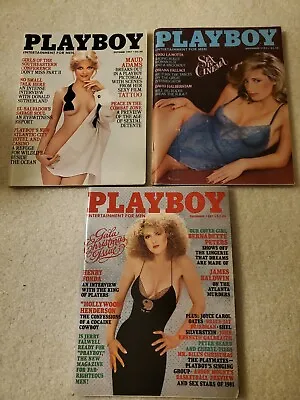 Playboy 1981 Oct Nov Dec. Lot Of 3 Maud Adams Bernadette Peters • $11