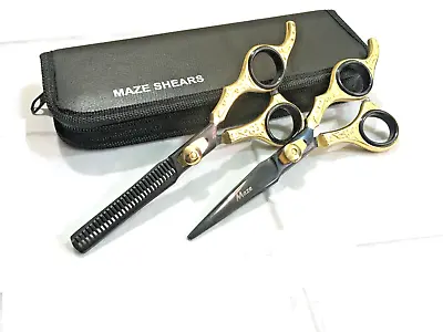 Professional Barber Salon Hair Cutting Thinning Scissors Hairdressing Set Gold • £11.83