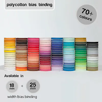 25mm Bias Binding Tape Polycotton Huge Colour Range High Quality Bunting Edging • £1.99