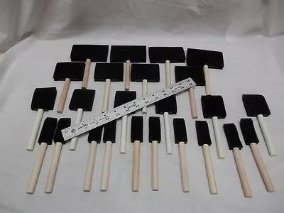 (24) NEW Disposable Foam Paint Brushes 1  2  3  4  Sizes Hobby Craft Wood Brush • $12.90