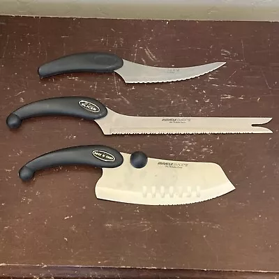 Set Of 3 Miracle Blade II Kitchen Knives Slicer Chopper Filet Cut Black Silver • $19