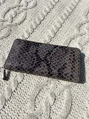 *used Once* MICHAEL KORS Bedford Continental Python Embossed Long Gray Wallet • $49