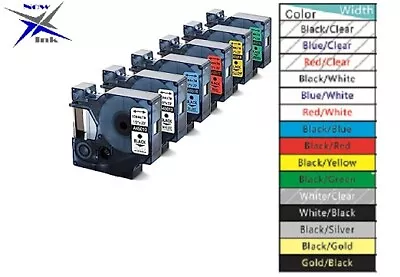 Dymo Label Tape Cassettes For Dymo D1 DM1 Labelmanager 6MM 9MM 12MM 19MM 24MM • £4.50