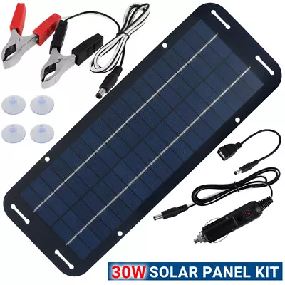 30W Solar Panel Kit Battery Charger Controller For Car Van Caravan Boat DC 12V • £13.99