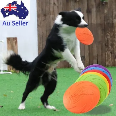 $7.95 • Buy Dog Frisbee Rubber Pet Puppy Safe Exercise Fetch Outdoor Training Toy