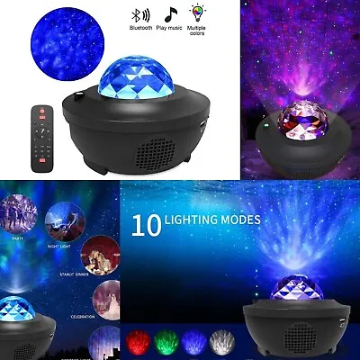 LED Galaxy Projector Lamp Starry Sky Night Light Ocean Star Party Speaker Remote • £13.99