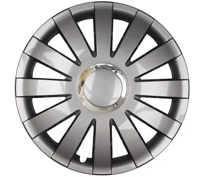 Hubcaps   Onyx   14 Inch Grey Silver Chrome Ring 4x Premium Design Hub Caps • $159.32