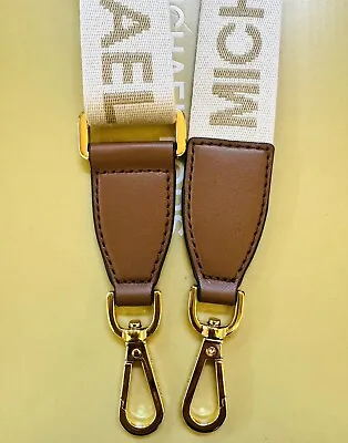 30”—45” Michael Kors Gold Luggage Brown Canvas Handbag Shoulder Crossbody Strap • $44.99