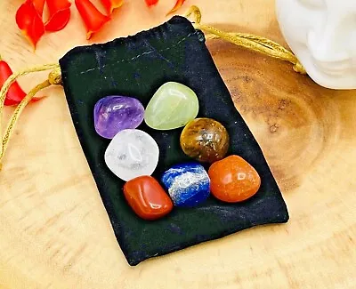 7 Chakra Tumbled Stones Set With Carry Velvet Pouch Polished Healing Crystals • $7.79