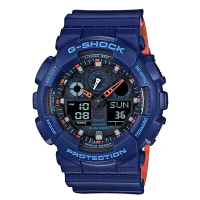 New Casio G-Shock GA100L-2A Men's Analog Digital X Large Blue / Orange Watch • $84.99