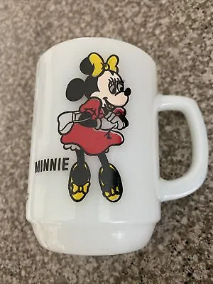 Vintage Disney Minnie Mouse Anchor Hocking Milk Glass Mug Cup • $9.95