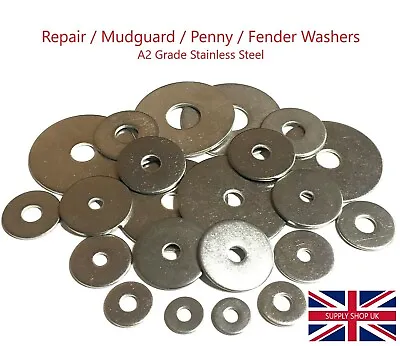 M4 M5 M6 M8 M10 M12 Penny Repair Washers A2 Stainless Steel For Bolts And Screws • £64.99