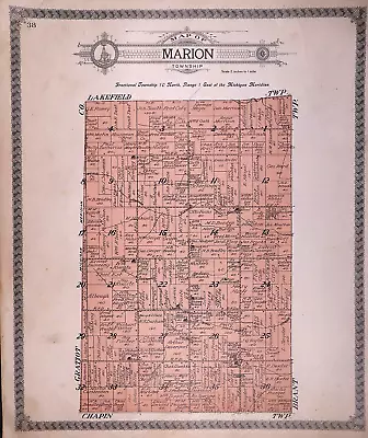 1916 Plat Map ~ MARION Twp. SAGINAW Co. MICHIGAN (15x17) -#020 • $45.95