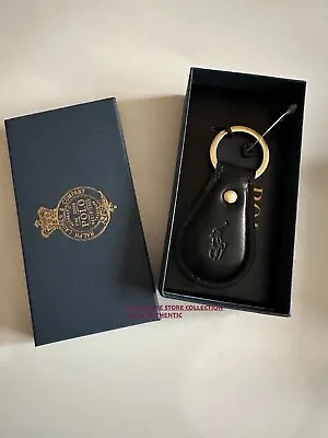 NWT Polo Ralph Lauren Pony Leather  Key Chain Key Ring Key Fob In BOX BLACK • $29.99