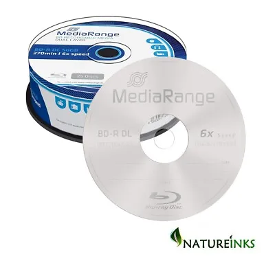 25 Mediarange Blu Ray BDR DL Double Layer 50GB 270min 6x Discs MR508 • £38.99