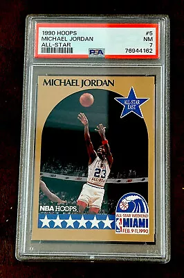 1990-91 NBA HOOPS #5 Michael Jordan ~ PSA 7 • $12