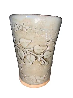 Vntg Signed Studio Art Pottery Mid Century Floral Tumbler MCM • $12.99