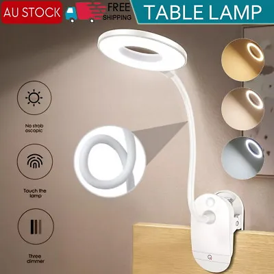 Clip On Desk Lamp Table Light Bedside Night Reading Led Eye Care USB Dimmable OZ • $14.09
