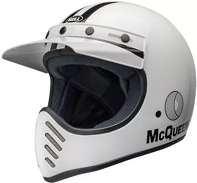Bell Moto-3 Steve McQueen Any Given Sunday Motorcycle Helmet White/Black • $299.95