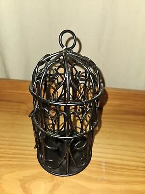 Small Hanging Wire Bird Cage Tea Light Holder Metal Candle Lantern • £8