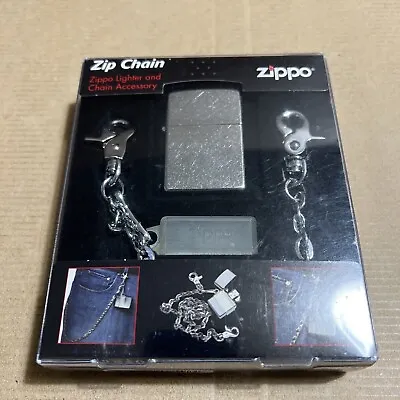 Zip Chain Zippo Street Chrome Lighter And Chain Accessory Set Z-Chain NEW RARE • £99.95