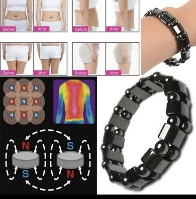 Magnetic Hematite Bracelet Adjustable Design Magnetic Therapy  Health Care  • £3.49