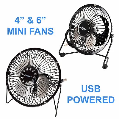£6.59 • Buy Chillflow 4  & 6  Inch USB Powered Cooling Mini Fans Portable Desk Table