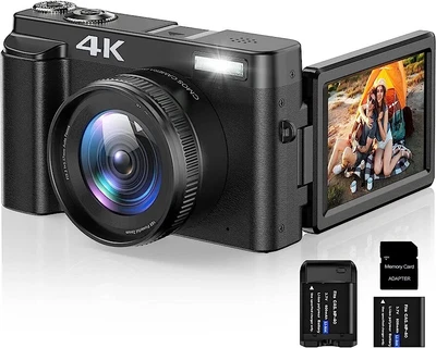 $89.99 • Buy 4K Digital Camera 48MP Vlogging Camera 180° Flip Screen 16X Digital Zoom SD Card