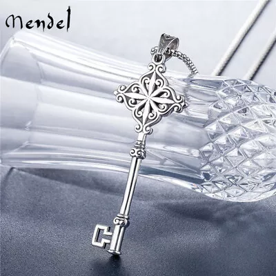 MENDEL Gothic Mens Stainless Steel Hip Hop Key Pendant Necklace Men Silver Chain • $9.99