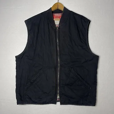 Marlboro Men’s Country Store Reversible Tartan Plaid Vest Western Size XL Black • $34.99