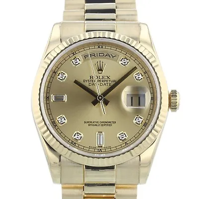 Rolex Daydate 118238 36 Mm Gilt Diamond Dial Yellow Gold 2006 Watch • £19995