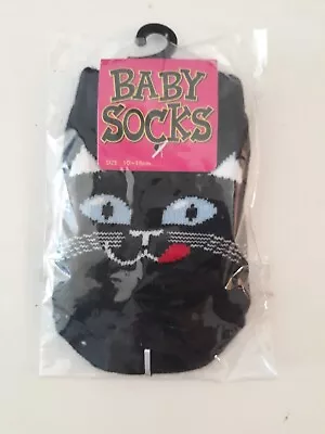 Baby Toddler Boys Girls Ankle Socks Cat Black New Kiddles BL • $4.02