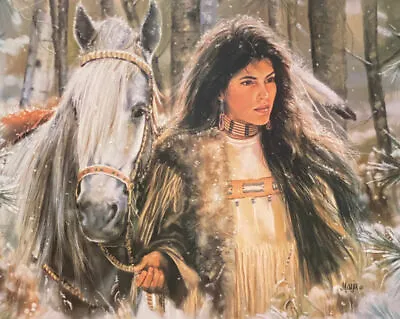 Maija Moon Shadow Horse Native American Maiden  Poster Art Print(24.25x19.75) • $36.95