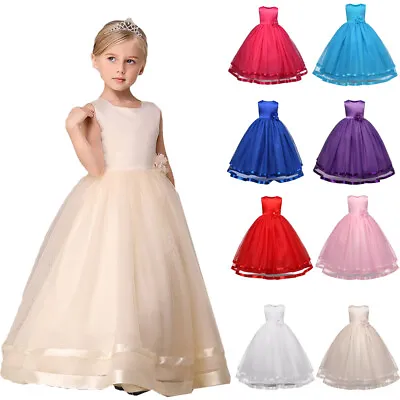 Fancy Kids Flower Girls Dress Bridesmaid Party Long Gown Princess Christmas New • $20.88
