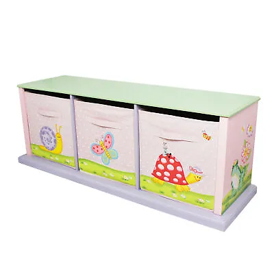 Fantasy Fields Magic Garden Kids Wooden Storage Canvas Drawers Toy Box TD-0132A • £211.10