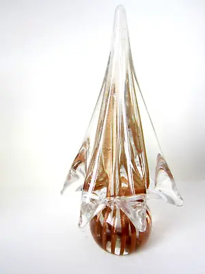 Vintage Murano Glass Christmas Rose Gold Stripe Italy 7.5  • $225