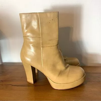 Vintage 90's Y2K Bongo Leather Heeled Boots Booties Size 8 • $32