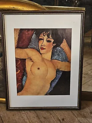 Modigliani Vintage Framed Print Reclining Nude 1960s Framed 17 Inch • $37.30