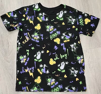 Disney Halloween Glow In The Dark Mickey Mouse Black Shirt Large 10/12 Boys Girl • $9.95